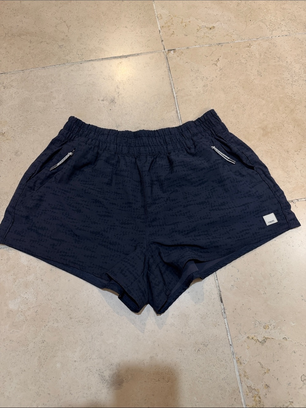 Vuori Navy Textured Athletic Shorts
